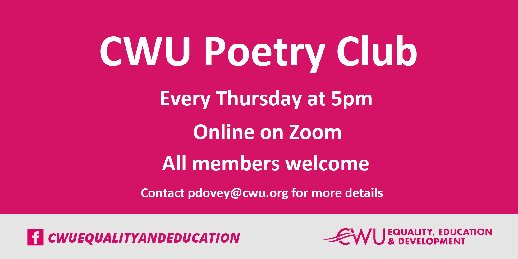 CWU Education & Training Free Poetry Course Available Now!