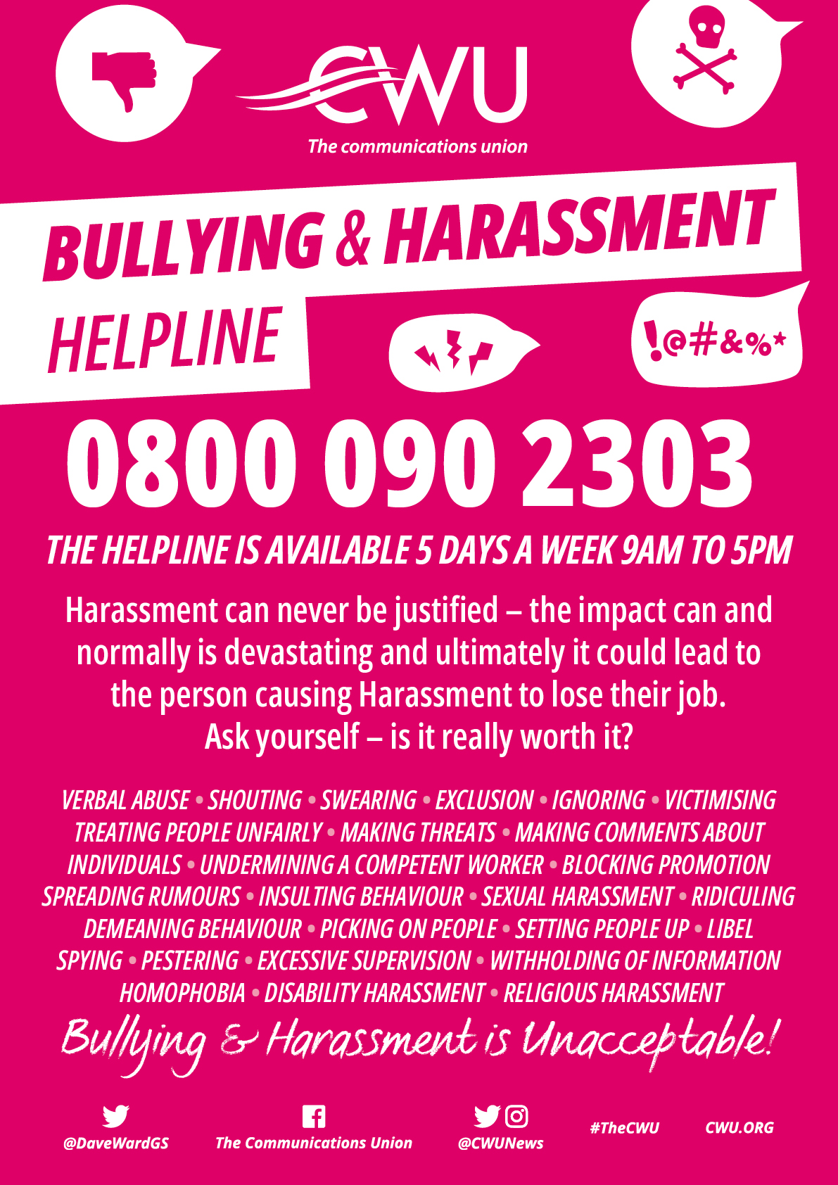 Bullying & Harassment Helpline Poster image