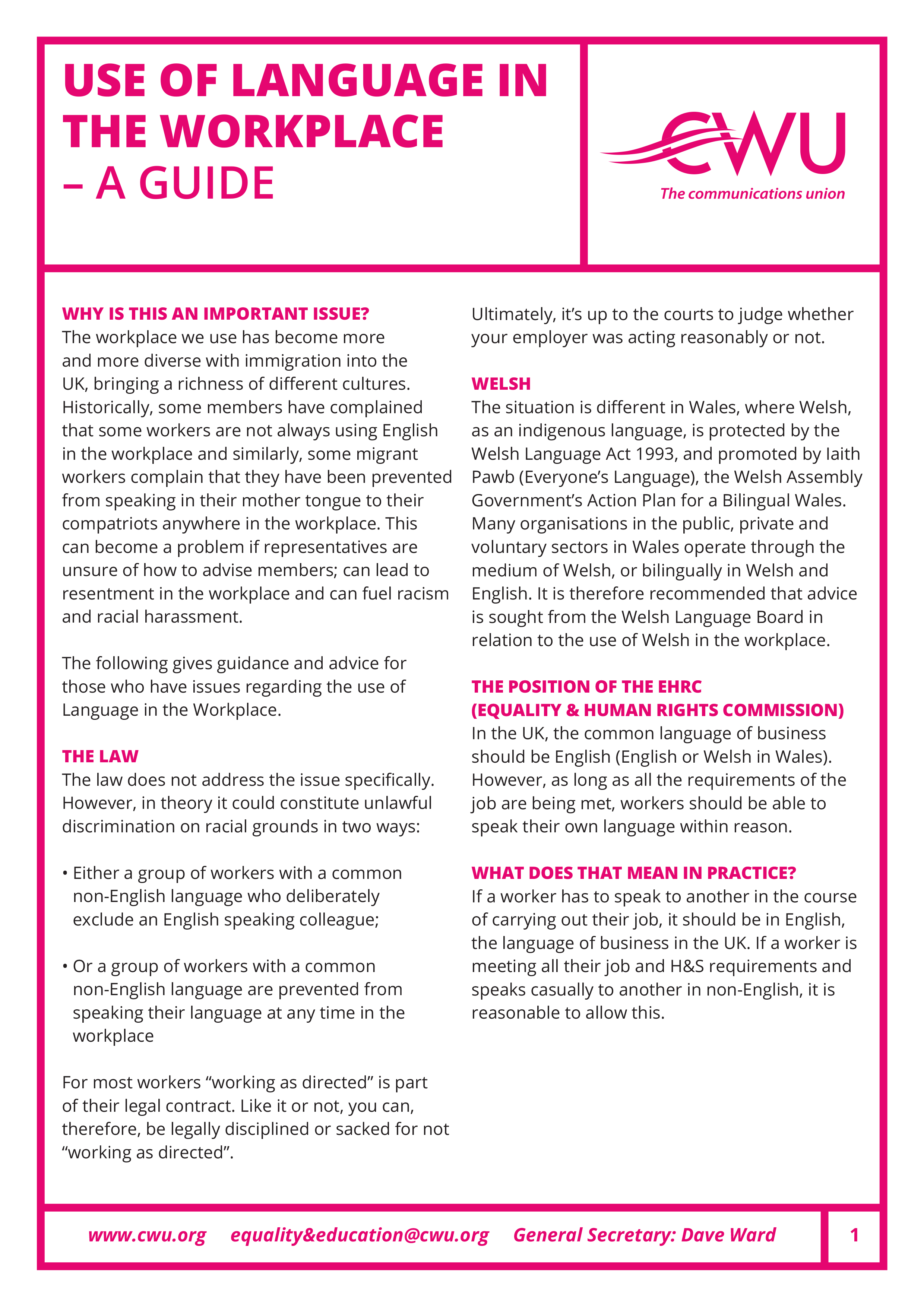 Use of Language in the Workplace image